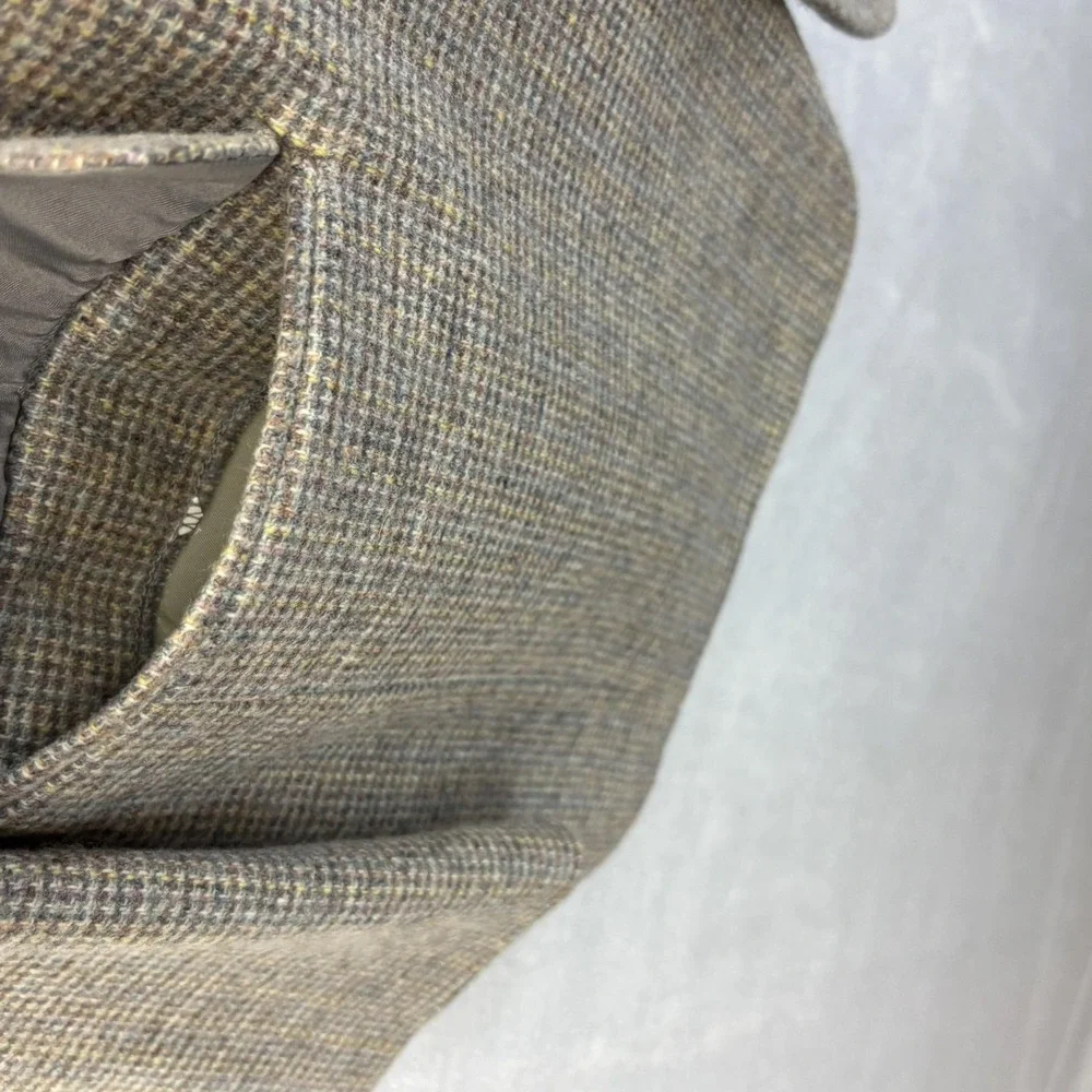 Vintage Basketweave Tweed Sport Coat Blazer Mens 40L Long Gray Pastel Pink Blue